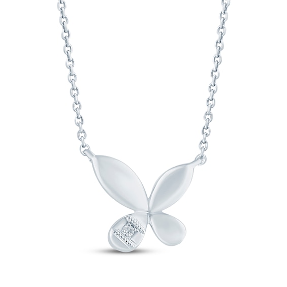 Monique Lhuillier Bliss Lab-Grown Diamond Accent Butterfly Necklace Platinum-Plated Sterling Silver 18"