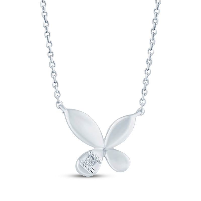 Main Image 1 of Monique Lhuillier Bliss Lab-Grown Diamond Accent Butterfly Necklace Platinum-Plated Sterling Silver 18"