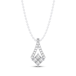 THE LEO Diamond Princess-Cut Quad Drop Necklace 1/2 ct tw 14K White Gold 19"