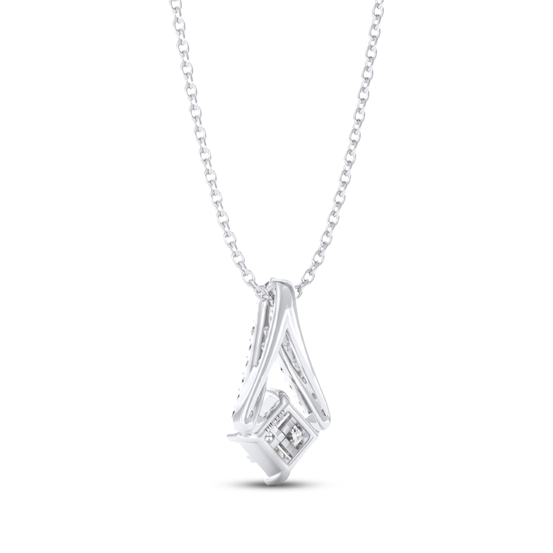 Main Image 3 of THE LEO Diamond Princess-Cut Quad Drop Necklace 1/2 ct tw 14K White Gold 19"
