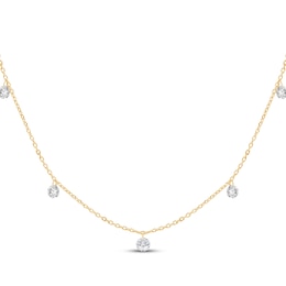 KAY Lab-Grown Diamonds Five-Stone Dangle Station Necklace 1/2 ct tw 10K Yellow Gold 18"