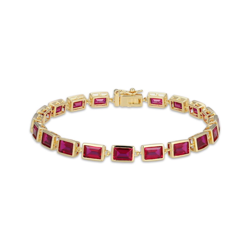 Main Image 1 of STUDIO BY KAY Baguette-Cut Lab-Created Ruby Bracelet 24K Yellow Gold Vermeil Sterling Silver 7.25"