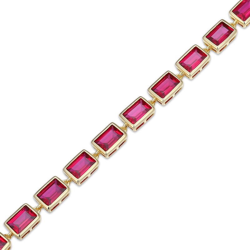 Main Image 2 of STUDIO BY KAY Baguette-Cut Lab-Created Ruby Bracelet 24K Yellow Gold Vermeil Sterling Silver 7.25"