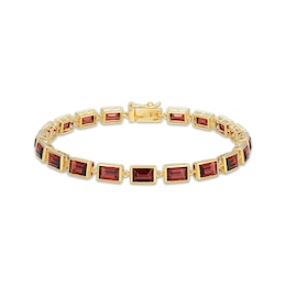 STUDIO BY KAY Baguette-Cut Garnet Bracelet 24K Yellow Gold Vermeil Sterling Silver 7.25"