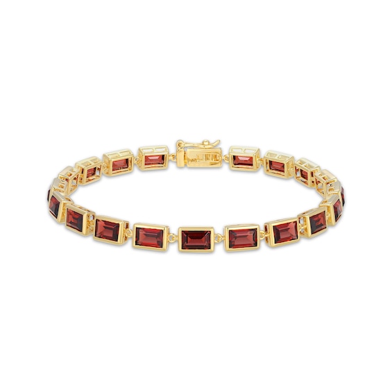 STUDIO BY KAY Baguette-Cut Garnet Bracelet 24K Yellow Gold Vermeil Sterling Silver 7.25"