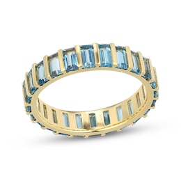 STUDIO BY KAY Baguette-Cut London Blue Topaz Eternity Ring 24K Yellow Gold Vermeil Sterling Silver