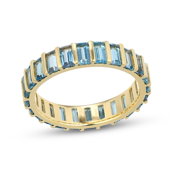 STUDIO BY KAY Baguette-Cut London Blue Topaz Eternity Ring 24K Yellow Gold Vermeil Sterling Silver