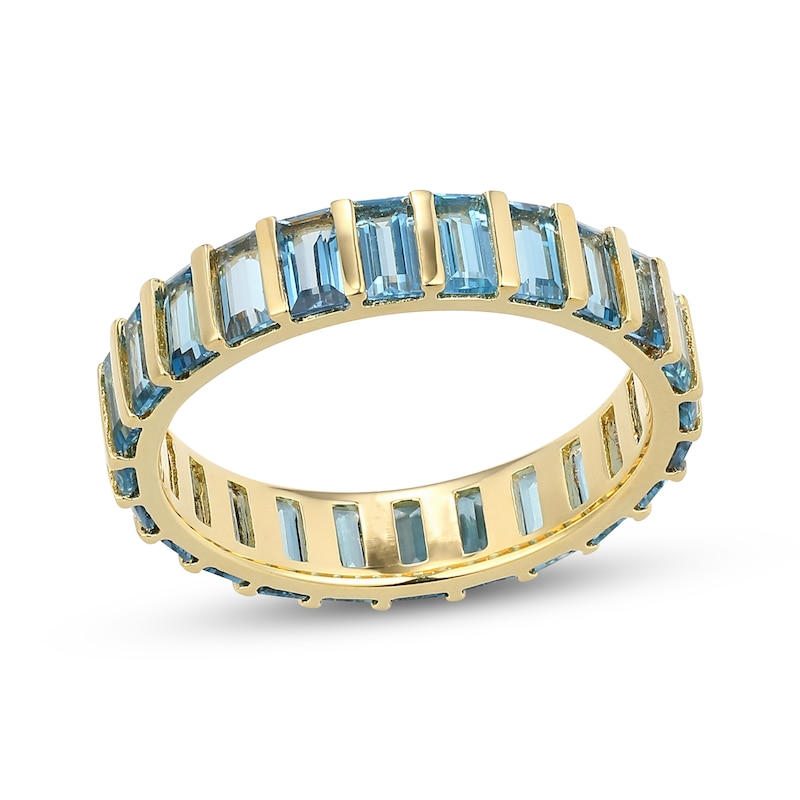 Main Image 1 of STUDIO BY KAY Baguette-Cut London Blue Topaz Eternity Ring 24K Yellow Gold Vermeil Sterling Silver