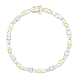 STUDIO BY KAY White Lab-Created Sapphire & Mariner Link Bracelet 24K Yellow Gold Vermeil Sterling Silver 7.25"