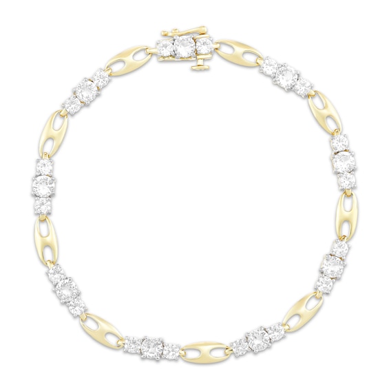 STUDIO BY KAY White Lab-Created Sapphire & Mariner Link Bracelet 24K Yellow Gold Vermeil Sterling Silver 7.25"