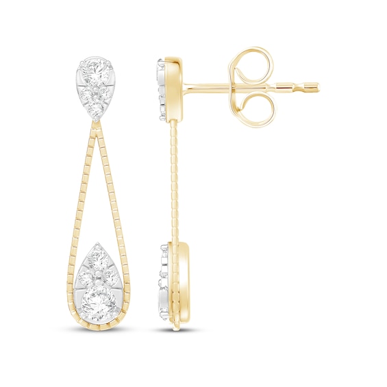 KAY Lab-Grown Diamonds Double Teardrop Dangle Earrings 1/2 ct tw 10K Yellow Gold