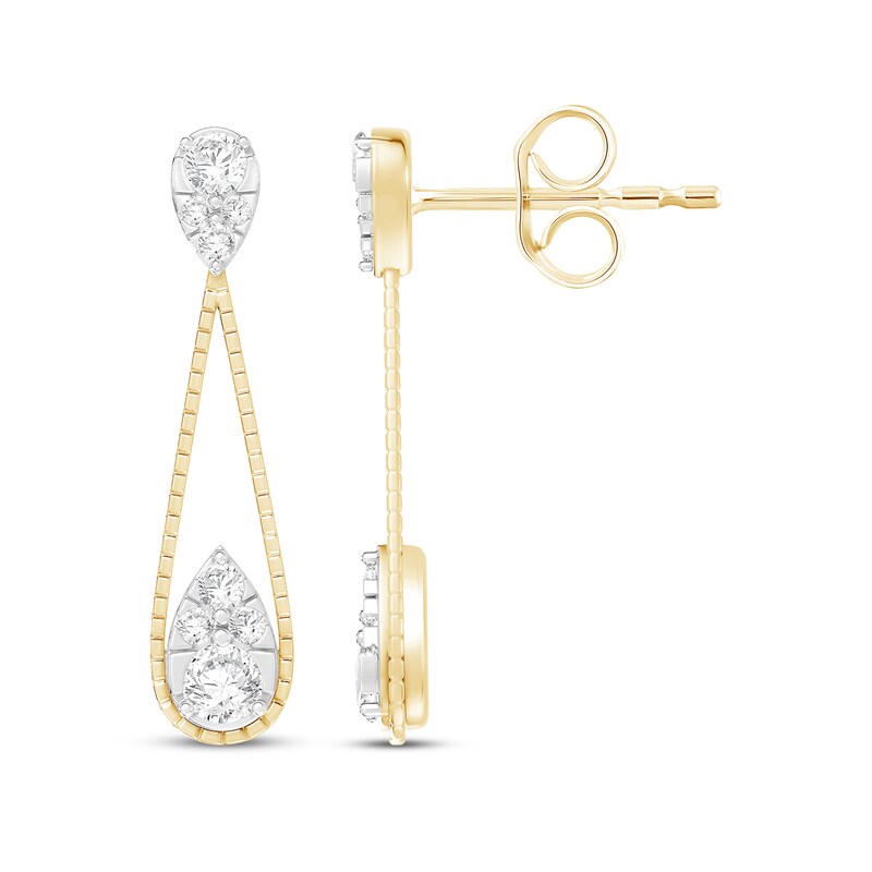 Main Image 1 of KAY Lab-Grown Diamonds Double Teardrop Dangle Earrings 1/2 ct tw 10K Yellow Gold