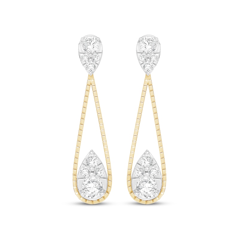 Main Image 2 of KAY Lab-Grown Diamonds Double Teardrop Dangle Earrings 1/2 ct tw 10K Yellow Gold