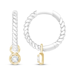 KAY Lab-Grown Diamonds Dangle Twist Hoop Earrings 1/6 ct tw 10K Two-Tone Gold