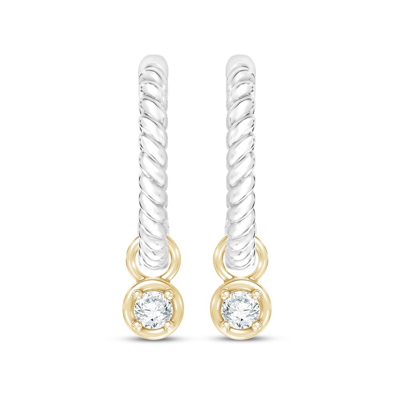 Main Image 2 of KAY Lab-Grown Diamonds Dangle Twist Hoop Earrings 1/6 ct tw 10K Two-Tone Gold