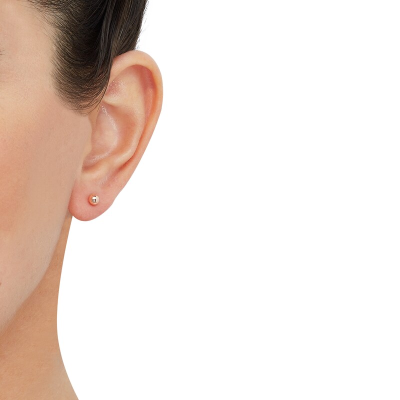 Main Image 4 of Ball Stud Earrings 14K Rose Gold 3mm