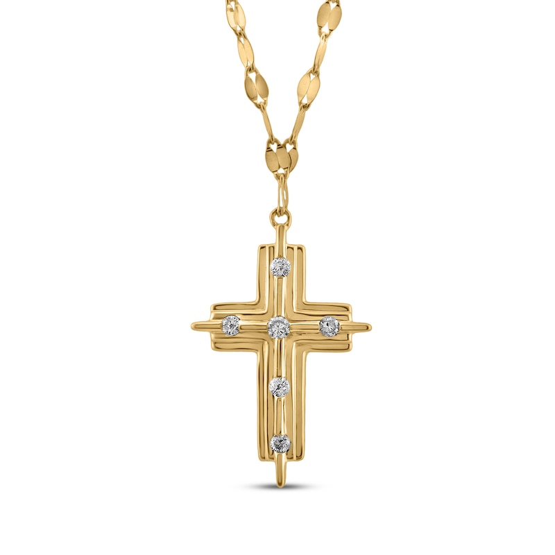 Main Image 1 of KAY Lab-Grown Diamonds Cross Necklace 1/10 ct tw 10K Yellow Gold 18"