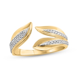 KAY Lab-Grown Diamonds Open Leaf Ring 1/5 ct tw 24K Yellow Gold Vermeil Sterling Silver