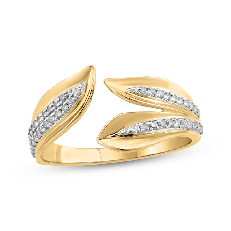 Main Image 1 of KAY Lab-Grown Diamonds Open Leaf Ring 1/5 ct tw 24K Yellow Gold Vermeil Sterling Silver