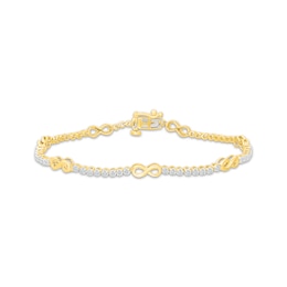 Lab-Grown Diamond Infinity Symbol Station Bracelet 1 ct tw 10K Yellow Gold 7"