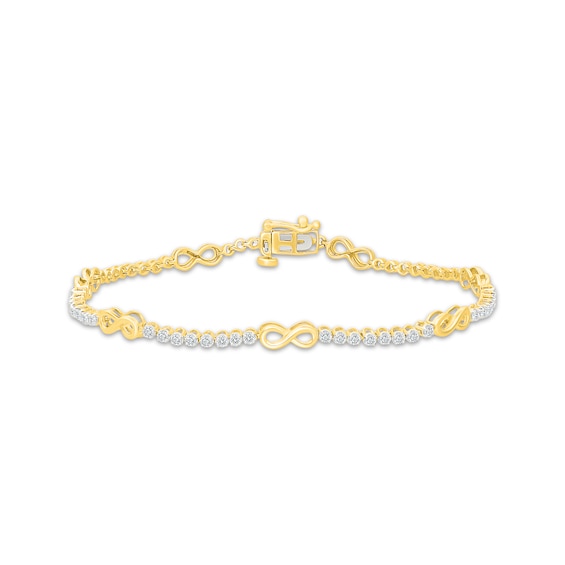 Lab-Grown Diamond Infinity Symbol Station Bracelet 1 ct tw 10K Yellow Gold 7"