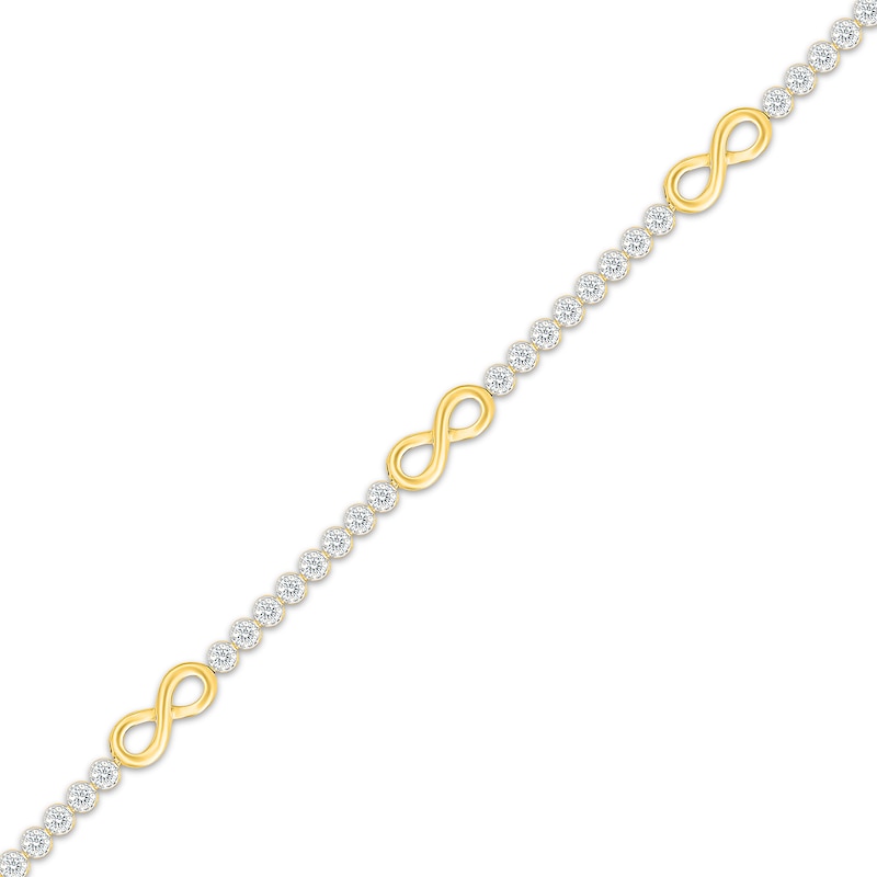 Main Image 2 of Lab-Grown Diamond Infinity Symbol Station Bracelet 1 ct tw 10K Yellow Gold 7"