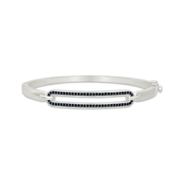 Black Diamond Paperclip Link Bangle Bracelet 3/8 ct tw Sterling Silver