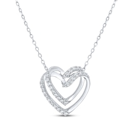 KAY Lab-Grown Diamonds Double Heart Necklace 1/4 ct tw Sterling Silver 18"