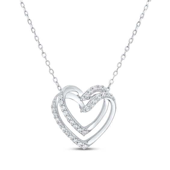 KAY Lab-Grown Diamonds Double Heart Necklace 1/4 ct tw Sterling Silver 18"