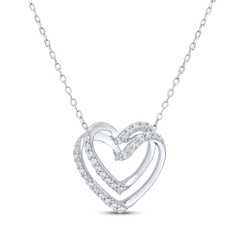 Main Image 1 of KAY Lab-Grown Diamonds Double Heart Necklace 1/4 ct tw Sterling Silver 18"