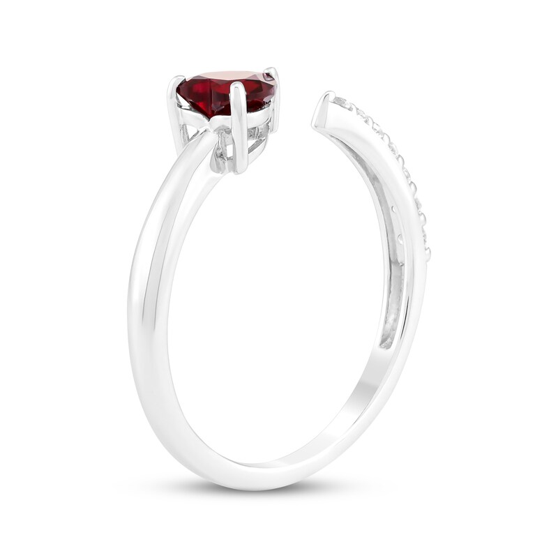 Main Image 2 of Heart-Shaped Lab-Created Ruby & White Lab-Created Sapphire Cuff Ring Sterling Silver