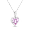 Thumbnail Image 2 of Baguette-Cut Pink Lab-Created Sapphire & White Lab-Created Sapphire Heart Necklace Sterling Silver 18"