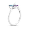 Thumbnail Image 2 of Pear-Cut Swiss Blue Topaz, Amethyst & White Lab-Created Sapphire Butterfly Ring Sterling Silver