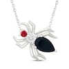 Thumbnail Image 1 of Pear-Shaped Black Onyx, Lab-Created Ruby & White Lab-Created Sapphire Spider Necklace Sterling Silver 18"