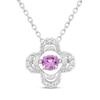 Thumbnail Image 1 of Pink & White Lab-Created Sapphire Clover Necklace Sterling Silver 18"