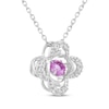 Thumbnail Image 2 of Pink & White Lab-Created Sapphire Clover Necklace Sterling Silver 18"