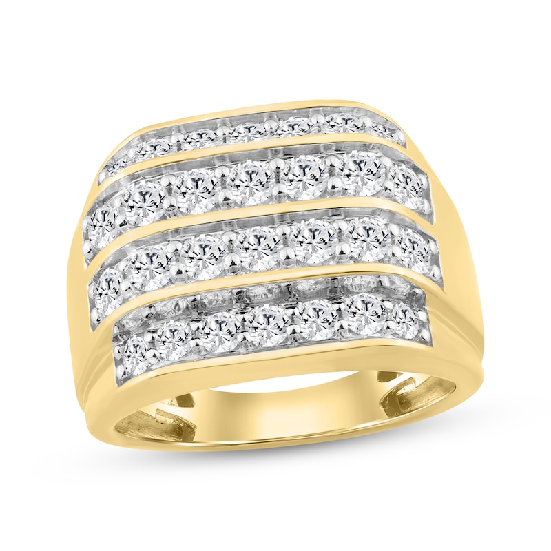 Main Image 1 of Men's KAY Lab-Grown Diamonds Four-Row Ring 2 ct tw 10K Yellow Gold