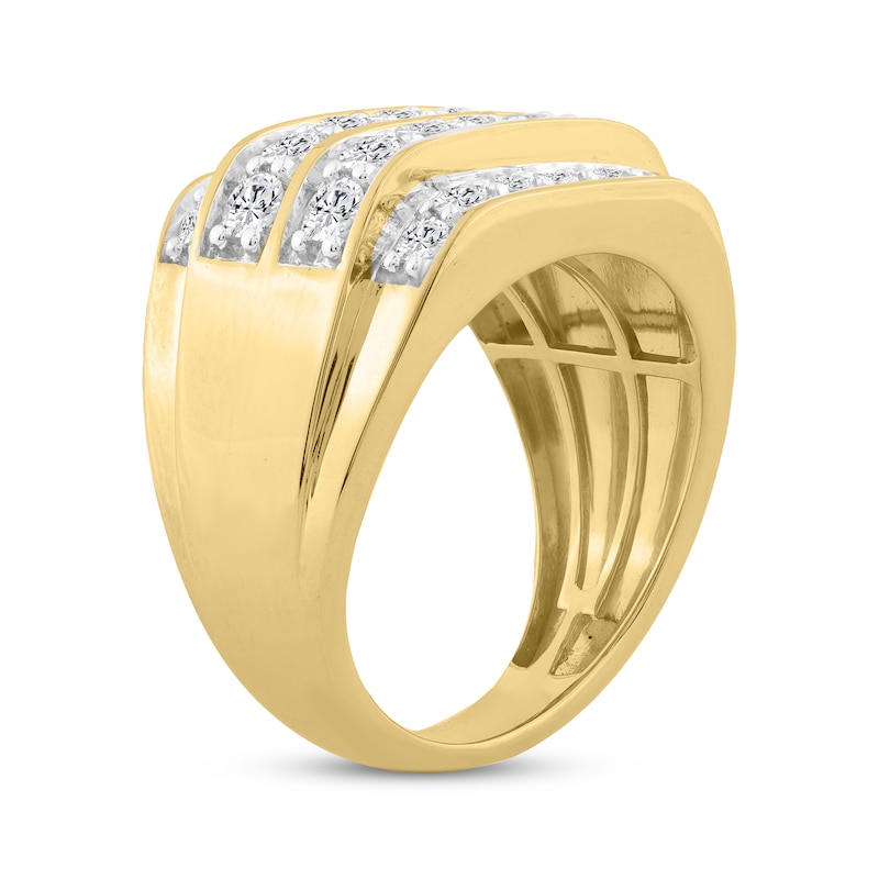 Main Image 2 of Men's KAY Lab-Grown Diamonds Four-Row Ring 2 ct tw 10K Yellow Gold