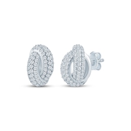 Monique Lhuillier Bliss Lab-Grown Diamond Love Knot Stud Earrings 1/2 ct tw Platinum-Plated Sterling Silver