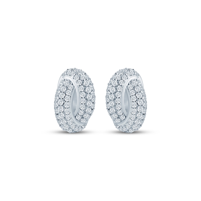 Main Image 2 of Monique Lhuillier Bliss Lab-Grown Diamond Crossover Domed Circles Stud Earrings 1/2 ct tw Platinum-Plated Sterling Silver