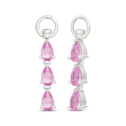 Pear-Shaped Pink Lab-Created Sapphire Swivel Earring Charms Sterling Silver
