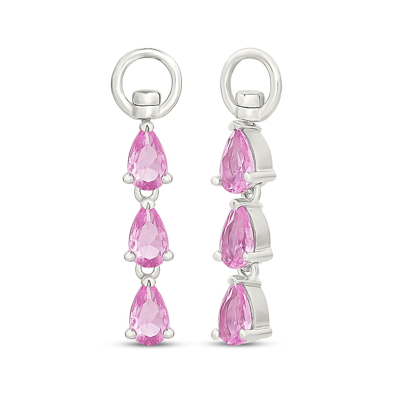 Main Image 1 of Pear-Shaped Pink Lab-Created Sapphire Swivel Earring Charms Sterling Silver