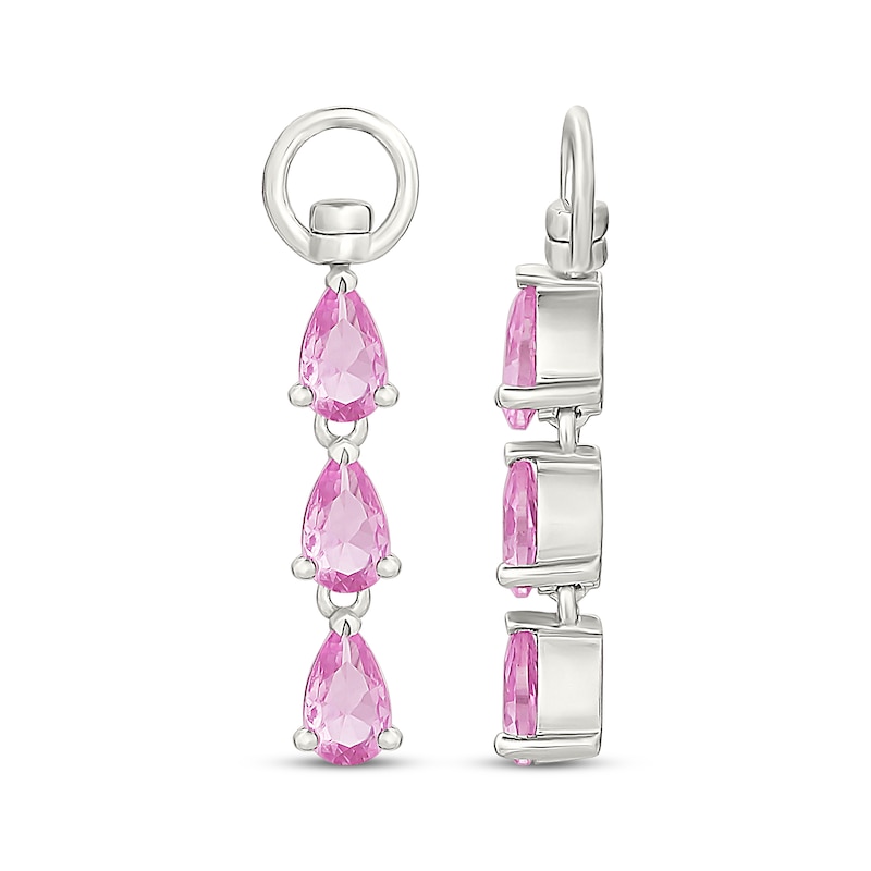 Main Image 3 of Pear-Shaped Pink Lab-Created Sapphire Swivel Earring Charms Sterling Silver