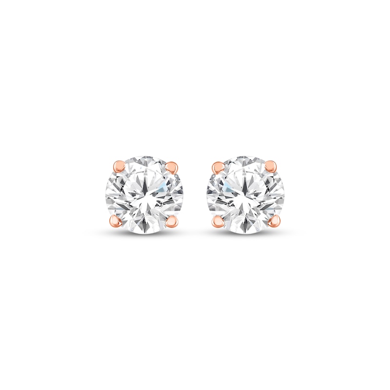 Main Image 2 of KAY Lab-Grown Diamonds Round-Cut Solitaire Stud Earrings 1 ct tw 10K Rose Gold (F/SI2)