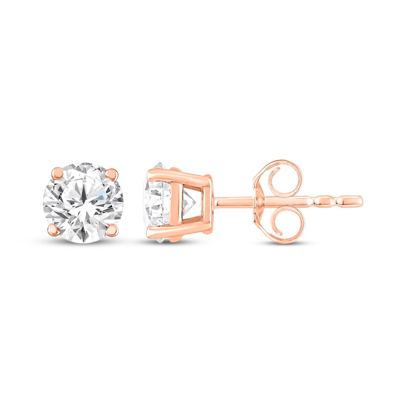Main Image 3 of KAY Lab-Grown Diamonds Round-Cut Solitaire Stud Earrings 1 ct tw 10K Rose Gold (F/SI2)