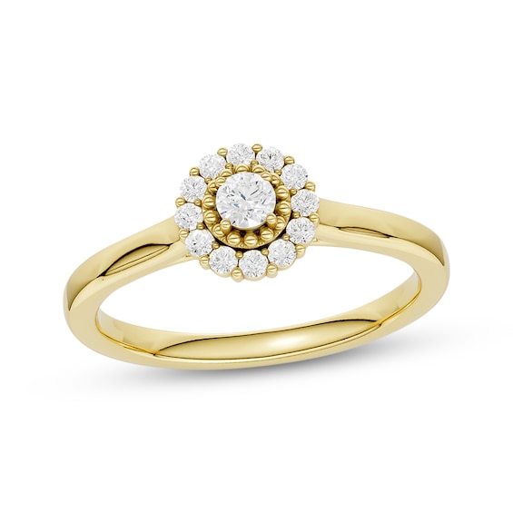 KAY Lab-Grown Diamonds Halo Promise Ring 1/5 ct tw 10K Yellow Gold