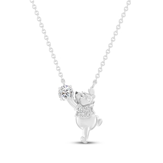 Disney Treasures Winnie the Pooh Lab-Grown Diamond Necklace 3/8 ct tw Sterling Silver 18"