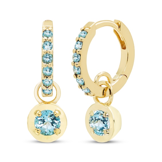STUDIO BY KAY Swiss Blue Topaz Hoop Drop Earrings 24K Yellow Gold Vermeil Sterling Silver