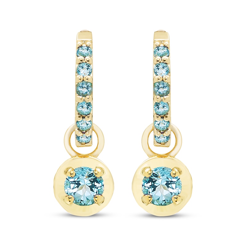 Main Image 2 of STUDIO BY KAY Swiss Blue Topaz Hoop Drop Earrings 24K Yellow Gold Vermeil Sterling Silver
