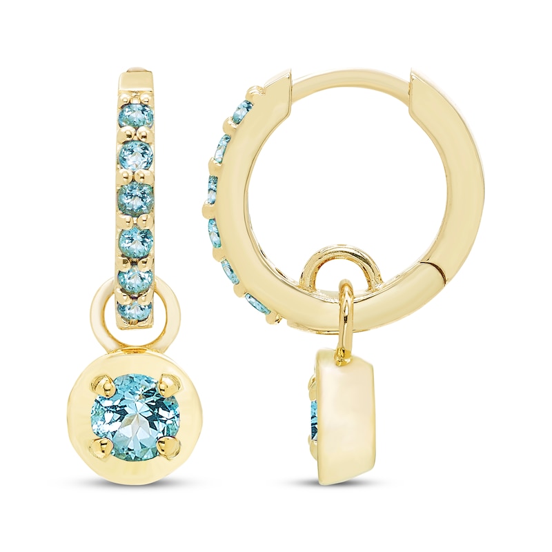 Main Image 3 of STUDIO BY KAY Swiss Blue Topaz Hoop Drop Earrings 24K Yellow Gold Vermeil Sterling Silver